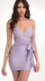 Picture Leila Satin Wrap Tie Bodycon in Lavender. Source: https://media.lucyinthesky.com/data/Feb20_2/50x90/781A6666.JPG