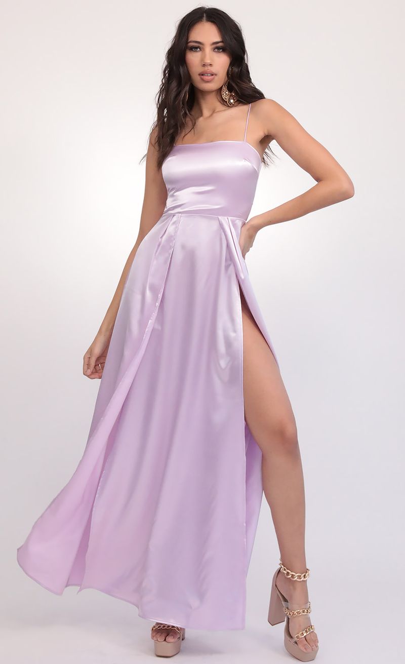 Picture Gala Satin Maxi Dress in Lilac. Source: https://media.lucyinthesky.com/data/Feb20_2/800xAUTO/781A0530.JPG