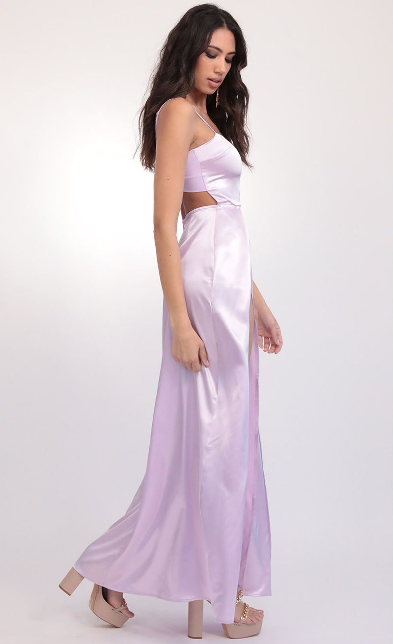 Picture Gala Satin Maxi Dress in Lilac. Source: https://media.lucyinthesky.com/data/Feb20_2/800xAUTO/781A0563.JPG
