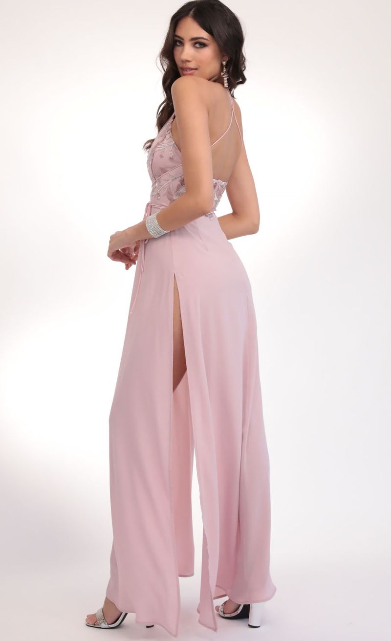 daniela silver lace plunge maxi in grey