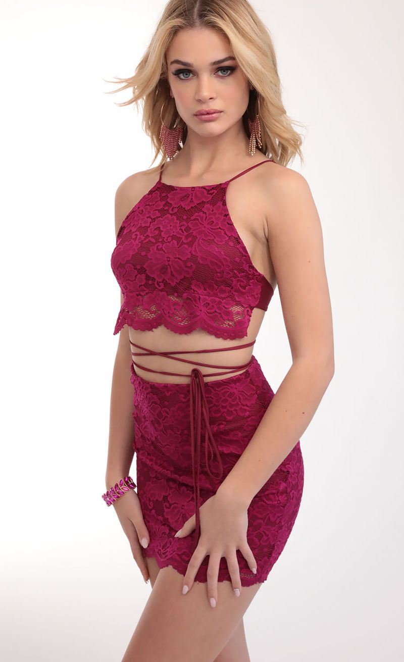 Picture Melanie Lace Halter Set in Raspberry. Source: https://media.lucyinthesky.com/data/Feb20_2/800xAUTO/781A9471.JPG