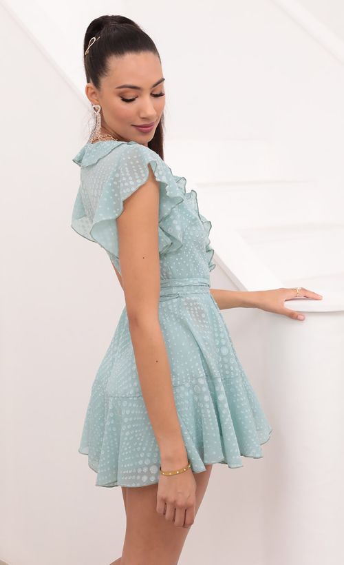 Picture Betty Wrap Dress in Seafoam Dotted Chiffon. Source: https://media.lucyinthesky.com/data/Feb21_1/500xAUTO/1V9A3808.JPG