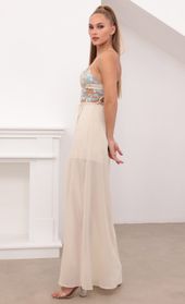 Picture thumb Lovable Gold Lace Maxi Dress in Sand. Source: https://media.lucyinthesky.com/data/Feb21_2/170xAUTO/1V9A2508.JPG