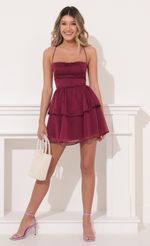 Picture Aspen Lace Up Dress in Magenta. Source: https://media.lucyinthesky.com/data/Feb22_1/150xAUTO/1V9A2666.JPG
