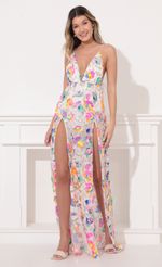 Picture Skylar Sequin Maxi Dress in White Multicolor. Source: https://media.lucyinthesky.com/data/Feb22_1/150xAUTO/1V9A5873.JPG