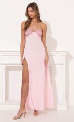 Picture Milly Halter Maxi Dress in Champagne. Source: https://media.lucyinthesky.com/data/Feb22_1/150xAUTO/1V9A5924.JPG