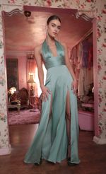 Picture Waverly Maxi Satin Dress in Aquamarine. Source: https://media.lucyinthesky.com/data/Feb22_1/150xAUTO/LUCYINTHESKY-6.JPG