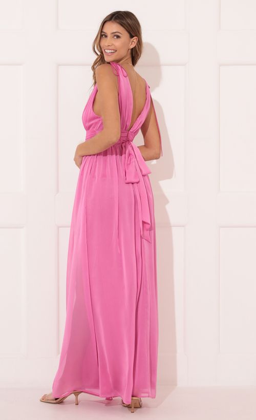 Picture Leeza Chiffon Maxi Dress in Pink. Source: https://media.lucyinthesky.com/data/Feb22_1/500xAUTO/1V9A0469.JPG