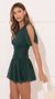Picture Renata Ruched Waist Dress in Shimmer Green. Source: https://media.lucyinthesky.com/data/Feb22_1/50x90/1V9A0685.JPG