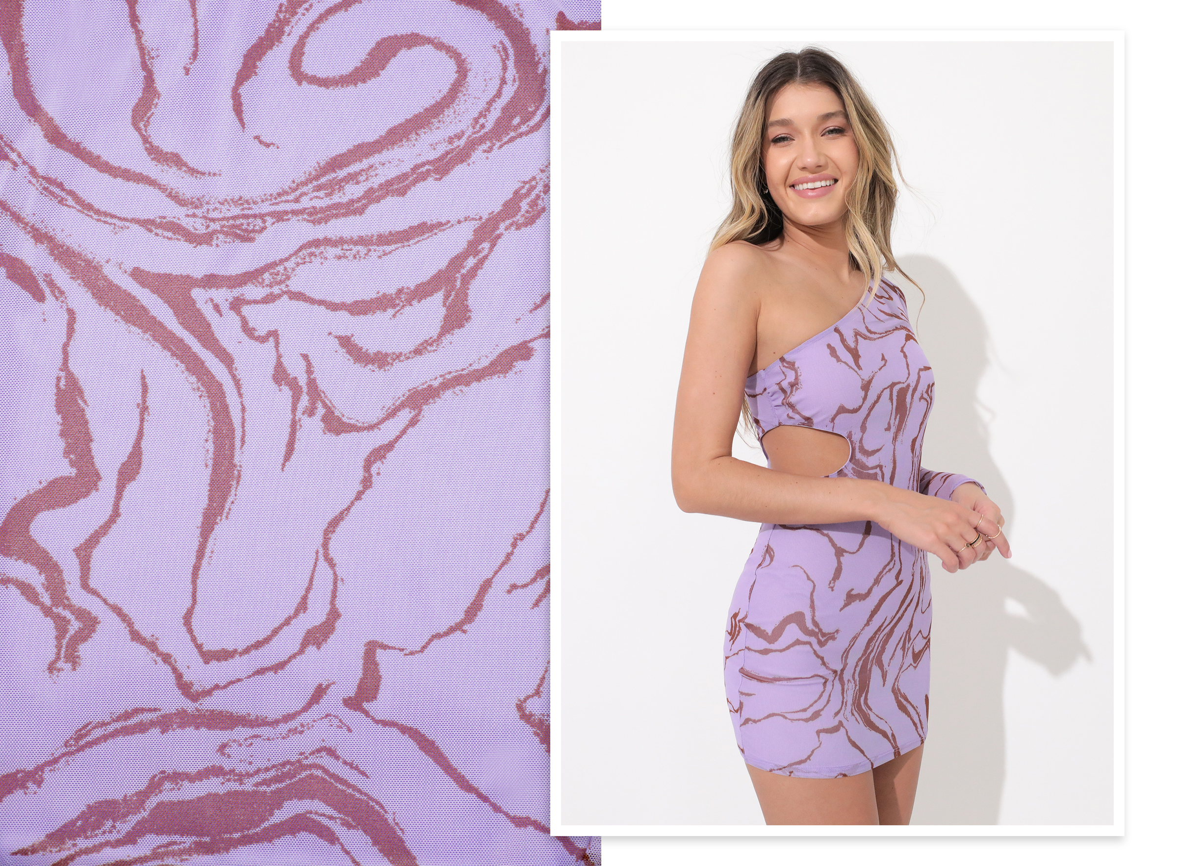 Addison One Shoulder Cutout Dress in Purple
