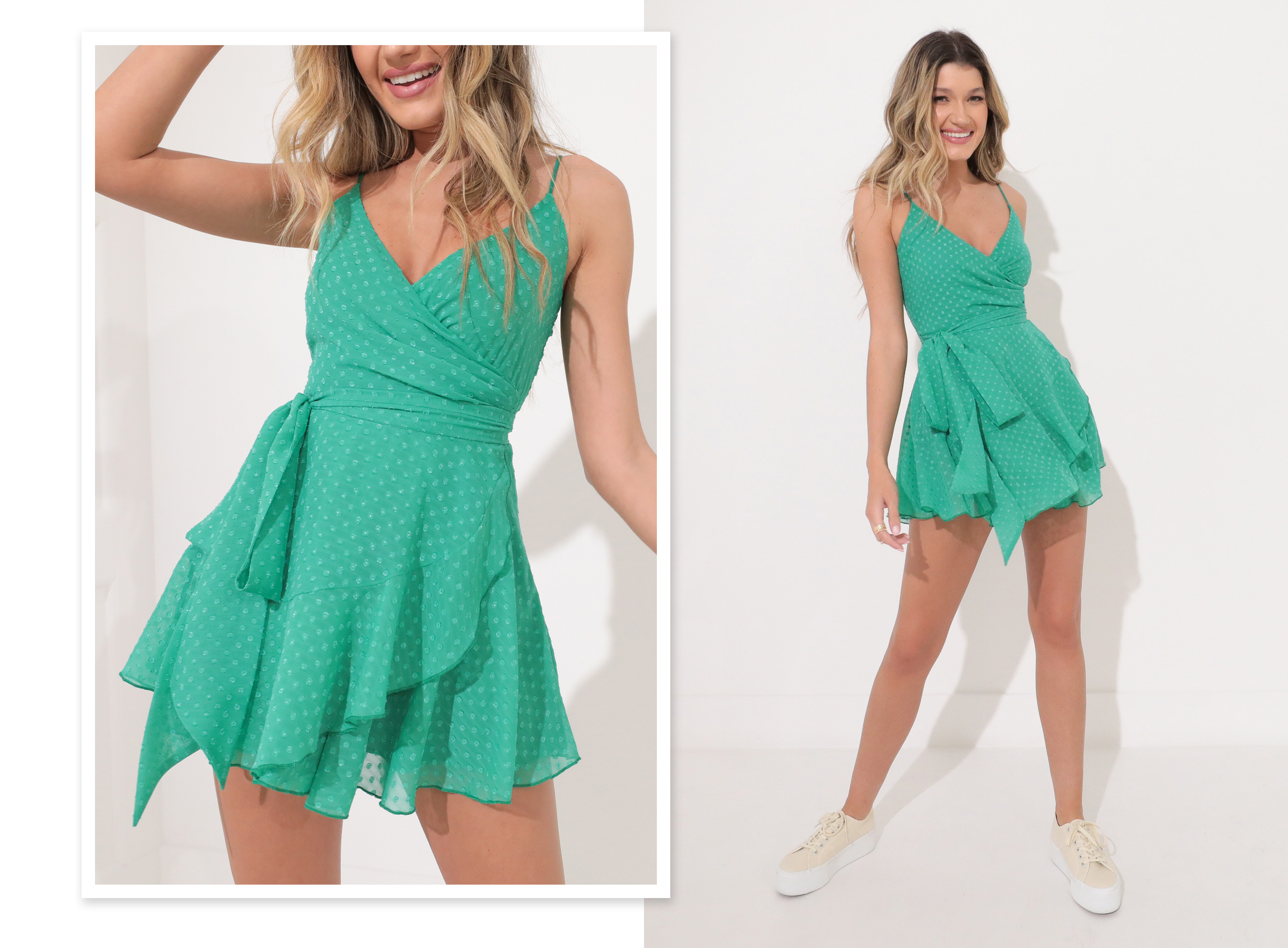 Ava Wrap Dress in Green