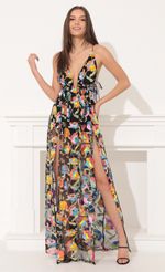 Picture Skylar Sequin Maxi Dress in Black Multicolor. Source: https://media.lucyinthesky.com/data/Feb22_2/150xAUTO/1V9A7362.JPG
