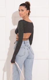 Picture thumb Khloe Crop Top in Shimmer Black. Source: https://media.lucyinthesky.com/data/Feb22_2/170xAUTO/1V9A3301.JPG