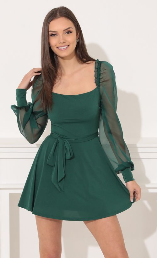 Picture Ari Long Sleeve Dress in Green. Source: https://media.lucyinthesky.com/data/Feb22_2/500xAUTO/1V9A0703.JPG