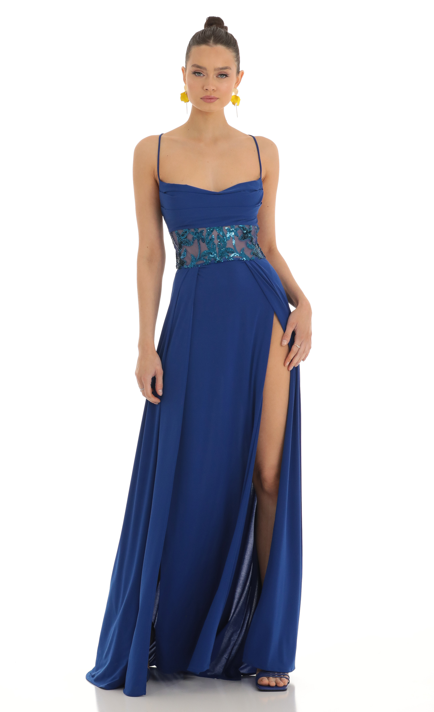 Rayla Floral Maxi Dress in Royal Blue