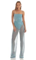 Picture Ceres Sequin Sheer Wide Leg Jumpsuit in Sky Blue. Source: https://media.lucyinthesky.com/data/Feb23/150xAUTO/07a1bebf-392a-403f-b3f7-02d51f35bcfb.jpg