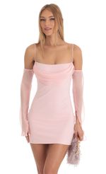 Picture Ellis Off Shoulder Cowl Neck Dress in Pink. Source: https://media.lucyinthesky.com/data/Feb23/150xAUTO/4ea3b4dc-c172-437b-b001-ba687c539e76.jpg