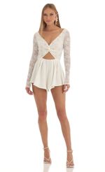 Picture Keira Sequin Lace Romper in White. Source: https://media.lucyinthesky.com/data/Feb23/150xAUTO/7a525cc2-940f-4513-a50e-abadb29e383f.jpg
