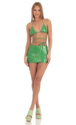 Picture Maddie Iridescent Two Piece Skirt Set in Green. Source: https://media.lucyinthesky.com/data/Feb23/150xAUTO/c0d73f4d-1ffe-4cdc-b854-60adfa84106f.jpg