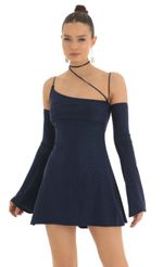 Picture Viv Glitter Party Dress With Gloves in Navy. Source: https://media.lucyinthesky.com/data/Feb23/150xAUTO/e313ea02-c368-49b3-a0c7-878ec1922822.jpg