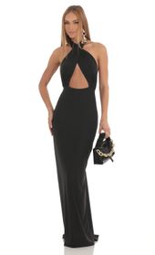 Picture thumb Minoa Front Cross Halter Maxi Dress in Black. Source: https://media.lucyinthesky.com/data/Feb23/170xAUTO/3eda21c3-9500-41fd-a45f-95f7c4bafcaa.jpg