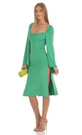 Picture thumb Jazlyn Glitter Flare Sleeve Midi Dress in Green. Source: https://media.lucyinthesky.com/data/Feb23/170xAUTO/4bcee1c1-9838-47e1-bc09-f9c7d23e976a.jpg