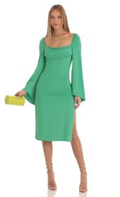 Picture thumb Jazlyn Glitter Flare Sleeve Midi Dress in Green. Source: https://media.lucyinthesky.com/data/Feb23/170xAUTO/c36aaba7-9fb5-4403-b8c7-6cbdbd13d031.jpg