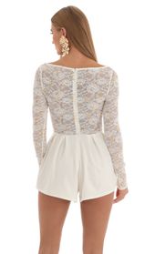 Picture thumb Keira Sequin Lace Romper in White. Source: https://media.lucyinthesky.com/data/Feb23/170xAUTO/cdb8224e-b347-492a-9439-30ccbc03dece.jpg