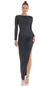 Picture thumb Chessa Glitter Open Back Maxi Dress in Navy. Source: https://media.lucyinthesky.com/data/Feb23/170xAUTO/e0613079-c096-46f7-96e9-b79cc177c299.jpg