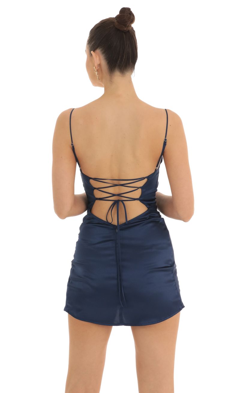 Rye Draped Hip Twist Dress in Navy | LUCY IN THE SKY