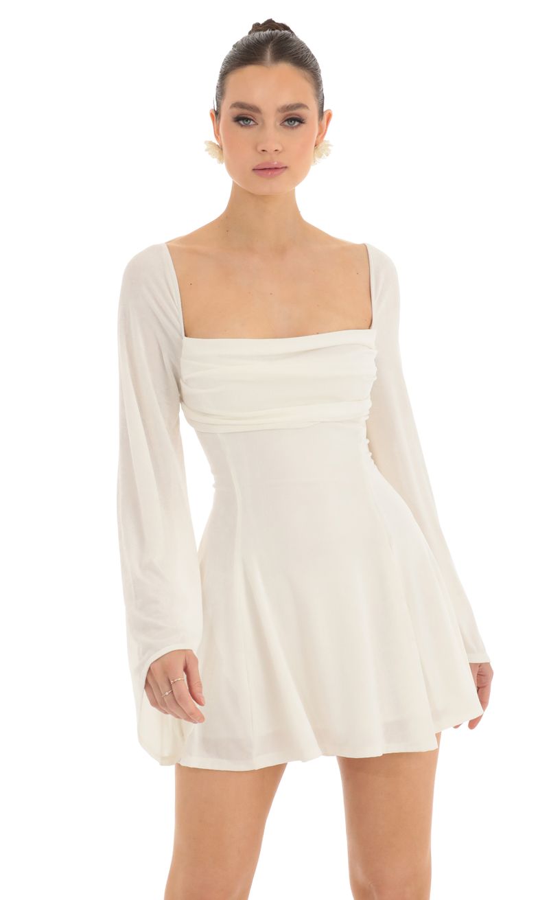 Sirena Flare Sleeve Dress in Ivory | LUCY IN THE SKY