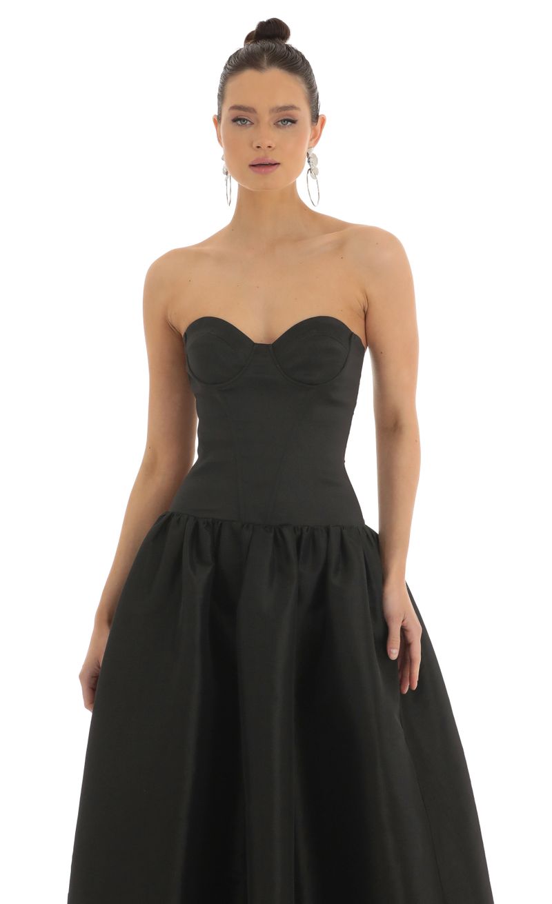 Brinly Strapless Corset Maxi Dress in Black