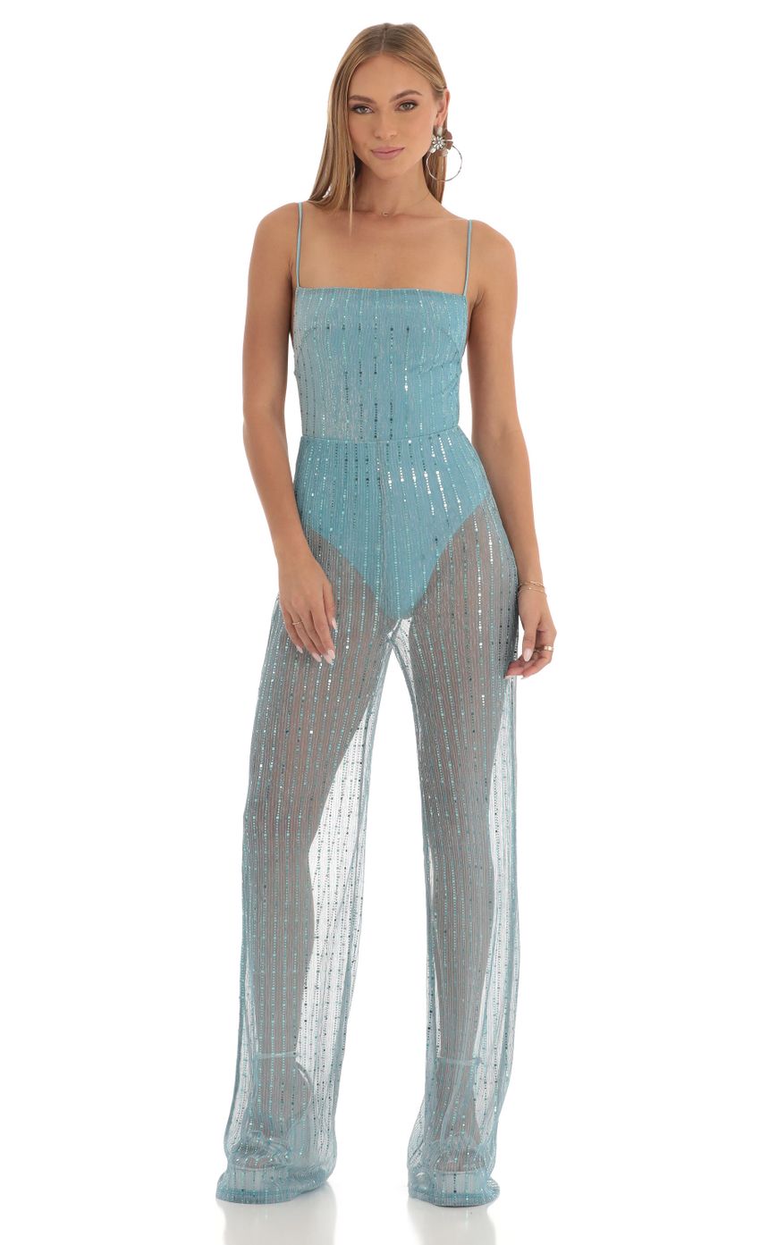 Picture Ceres Sequin Sheer Wide Leg Jumpsuit in Sky Blue. Source: https://media.lucyinthesky.com/data/Feb23/850xAUTO/07a1bebf-392a-403f-b3f7-02d51f35bcfb.jpg
