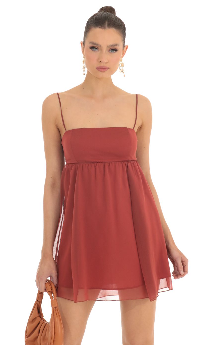 Juno Baby Doll Dress in Dark Orange LUCY IN THE SKY