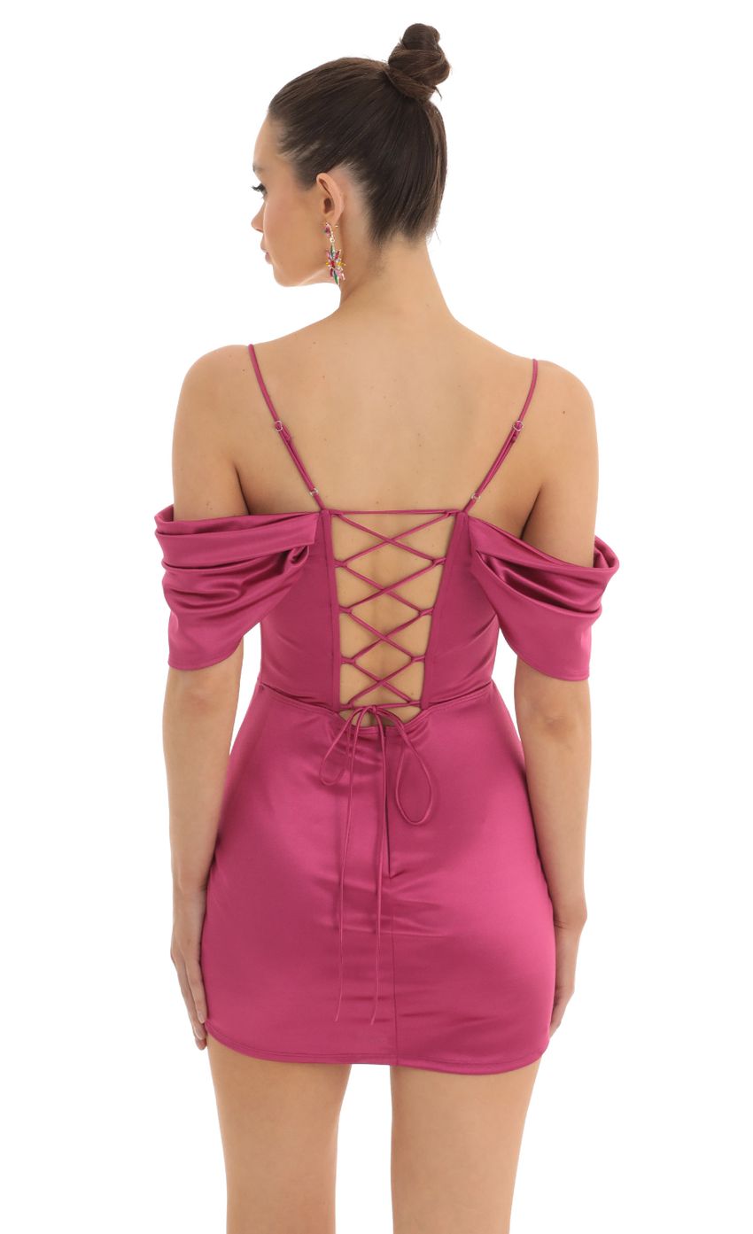 Picture Eris Satin Off The Shoulder Dress in Mauve. Source: https://media.lucyinthesky.com/data/Feb23/850xAUTO/19ddad0f-15a0-4100-9212-0cb910fb0ae7.jpg