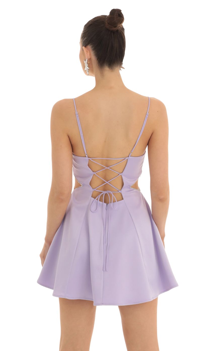 Picture Alani Satin Diamond Cutout Dress in Purple. Source: https://media.lucyinthesky.com/data/Feb23/850xAUTO/1a393985-7c69-4d40-8011-bc549cb95e27.jpg