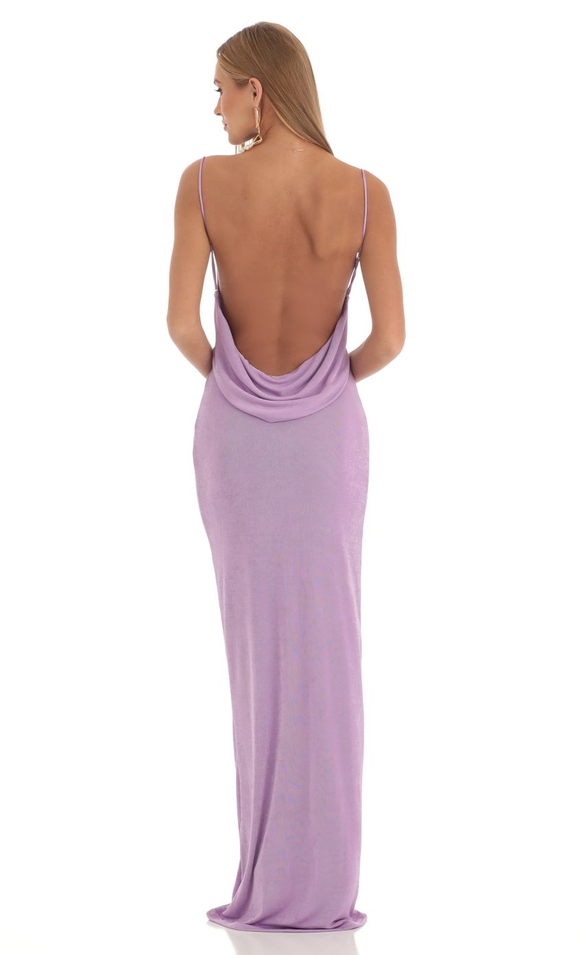 Picture Massena Draped Back Maxi Dress in Purple. Source: https://media.lucyinthesky.com/data/Feb23/850xAUTO/1eaa67e3-b211-45c1-b0be-1b11734d1ff5.jpg