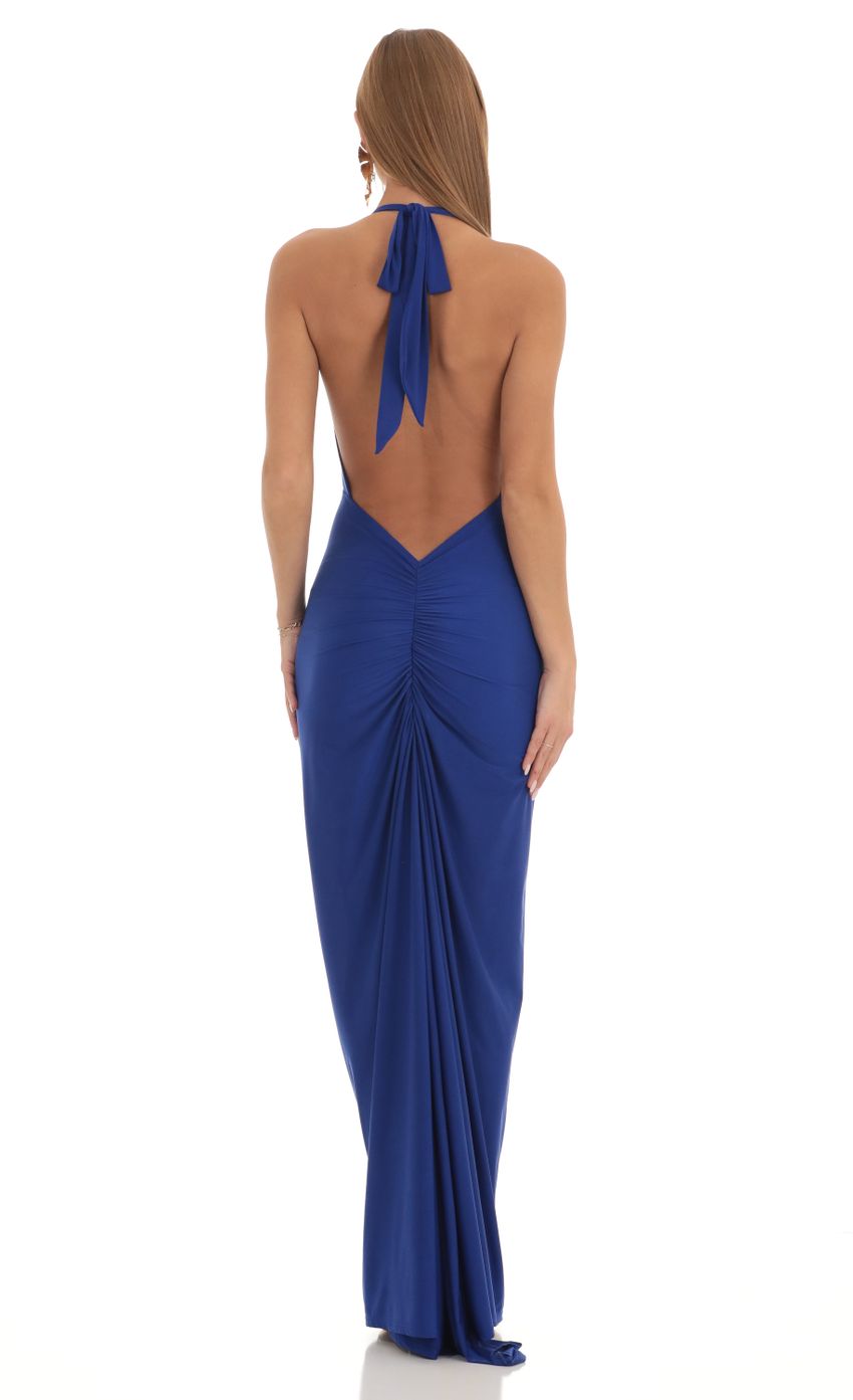 Picture Razz Gathered Back Halter BodyCon Maxi Dress in Royal Blue. Source: https://media.lucyinthesky.com/data/Feb23/850xAUTO/25bb2feb-72fe-45c2-a5dd-d3853c332510.jpg