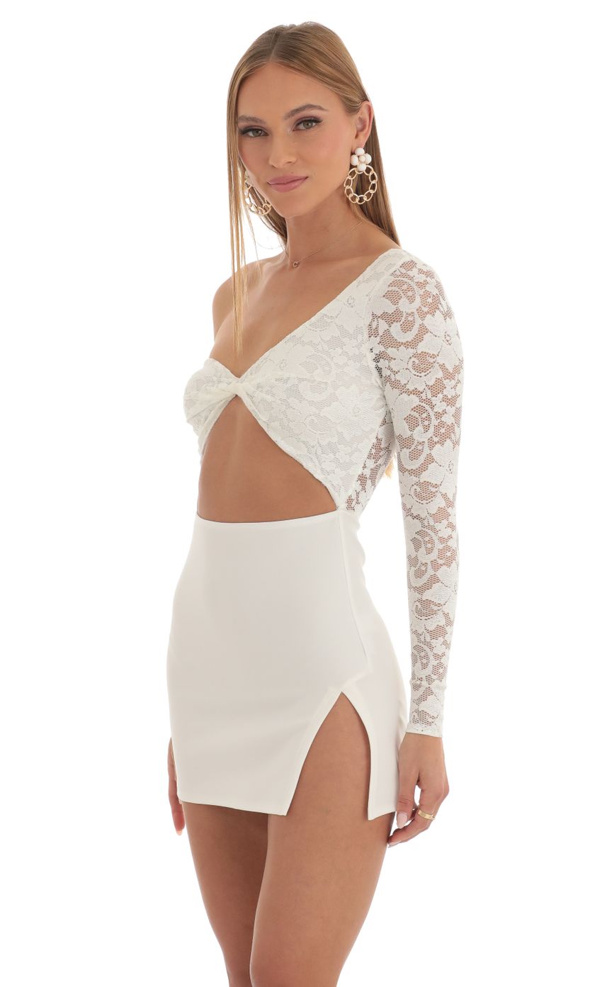 Picture Farrah Embroidered One Shoulder Dress in White. Source: https://media.lucyinthesky.com/data/Feb23/850xAUTO/49d75919-80c3-4d33-96df-5c98426a2e02.jpg