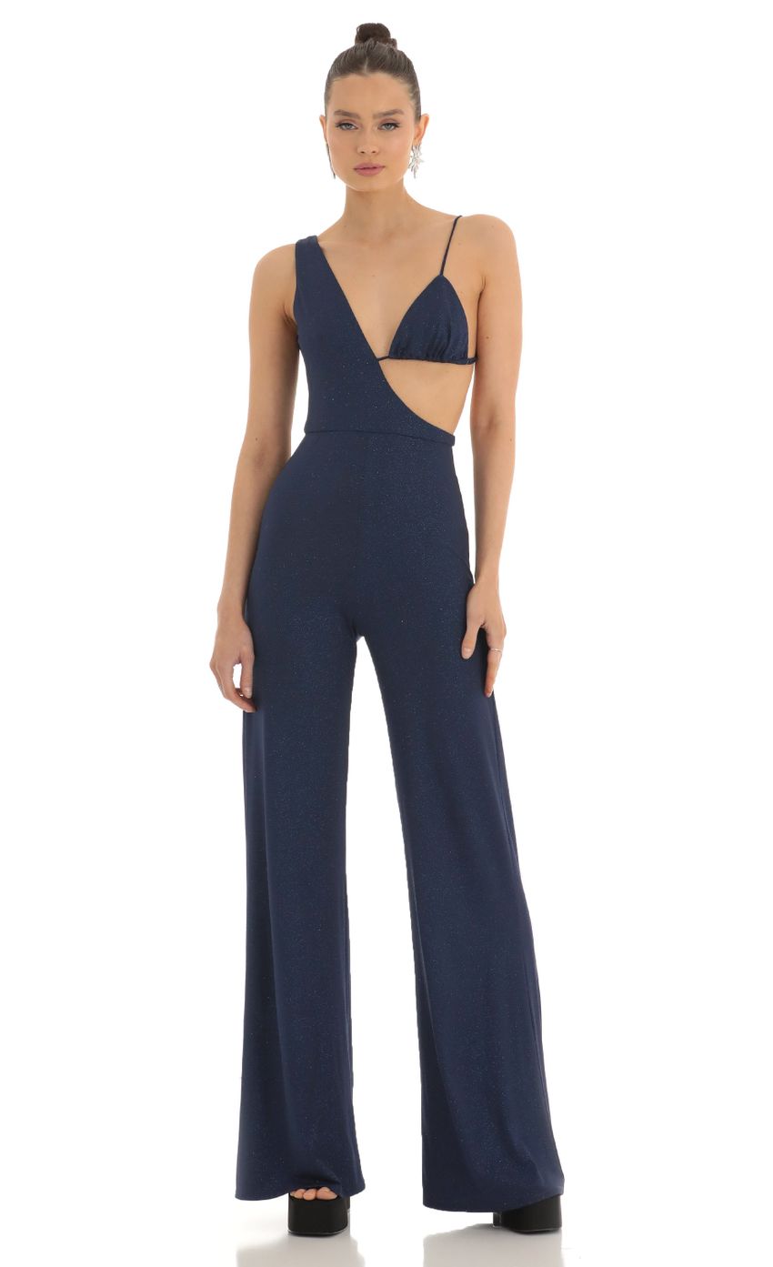 Picture Late To The Party Glitter Bikini Jumpsuit in Navy. Source: https://media.lucyinthesky.com/data/Feb23/850xAUTO/67a52c3b-d93e-4963-a36f-a9e7eefc19cf.jpg