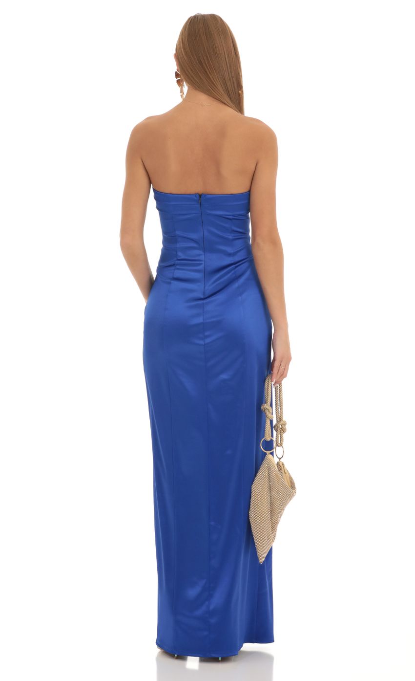 Picture Nicholya Satin Pleated Strapless Maxi Dress in Royal Blue. Source: https://media.lucyinthesky.com/data/Feb23/850xAUTO/6d946561-8507-4fcf-80fe-e2c363358cdb.jpg