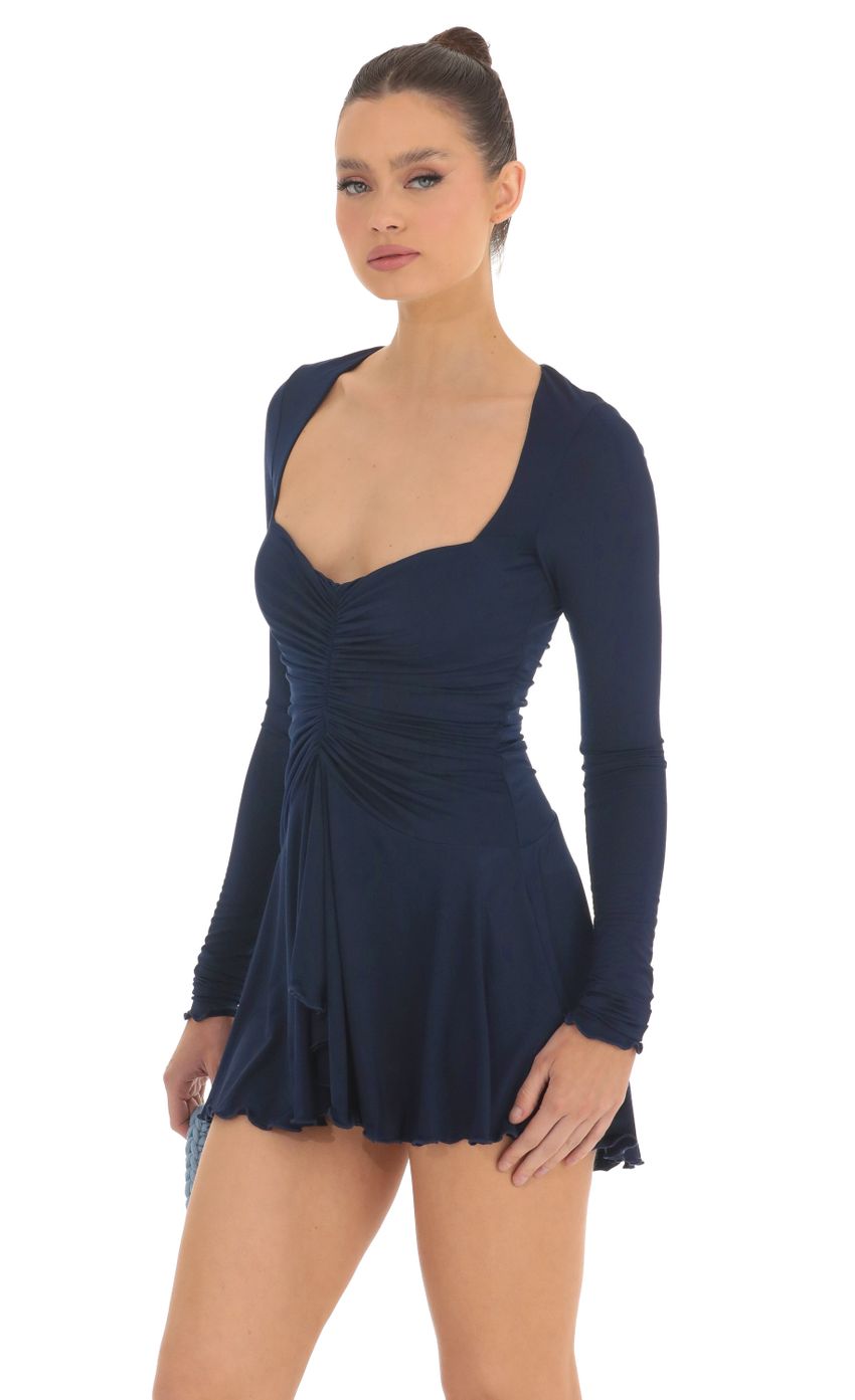 Picture Giva Ruched Sweetheart Neck Dress in Navy. Source: https://media.lucyinthesky.com/data/Feb23/850xAUTO/920e67b1-d0d0-49f4-a531-3f127b2bcb6b.jpg