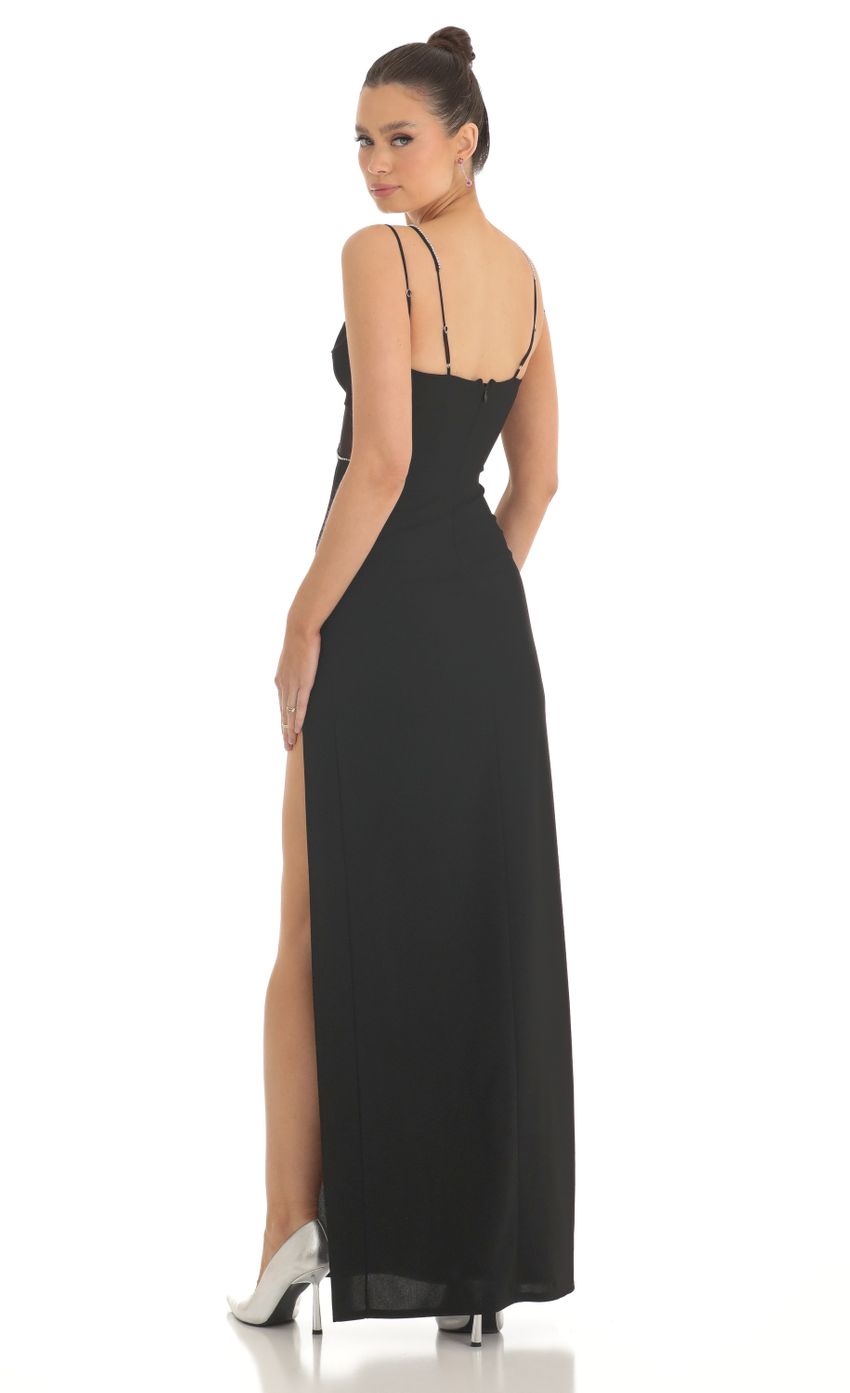 Picture Dorian Rhinestone Crepe Cutout Maxi Dress in Black. Source: https://media.lucyinthesky.com/data/Feb23/850xAUTO/95c9db93-2ee6-4431-b834-98b8cbd7d58e.jpg