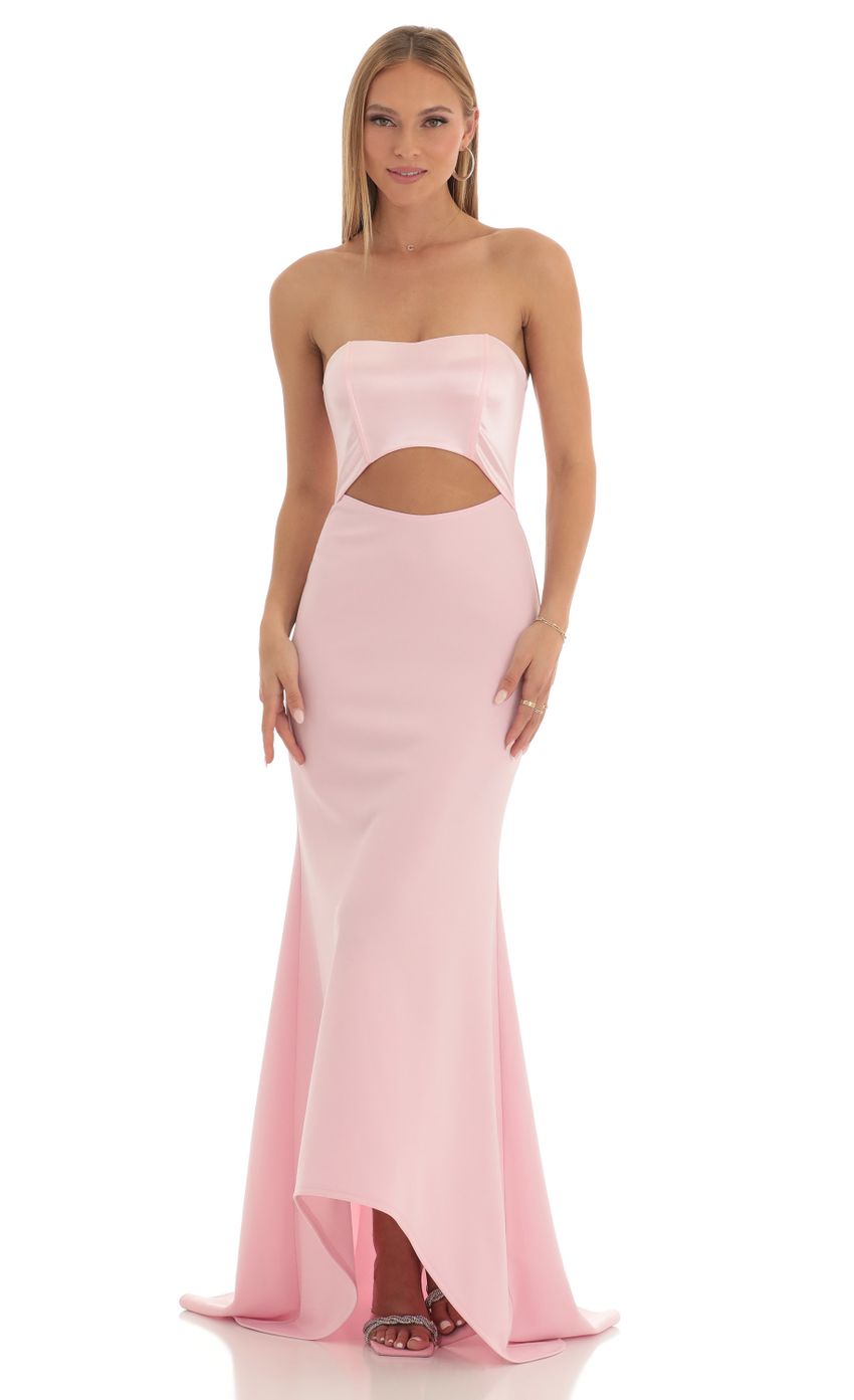 Picture Moravia Satin Corset High Low Crepe Maxi Dress in Pink. Source: https://media.lucyinthesky.com/data/Feb23/850xAUTO/9d10b5e0-8e93-4294-8424-be8236d1381e.jpg