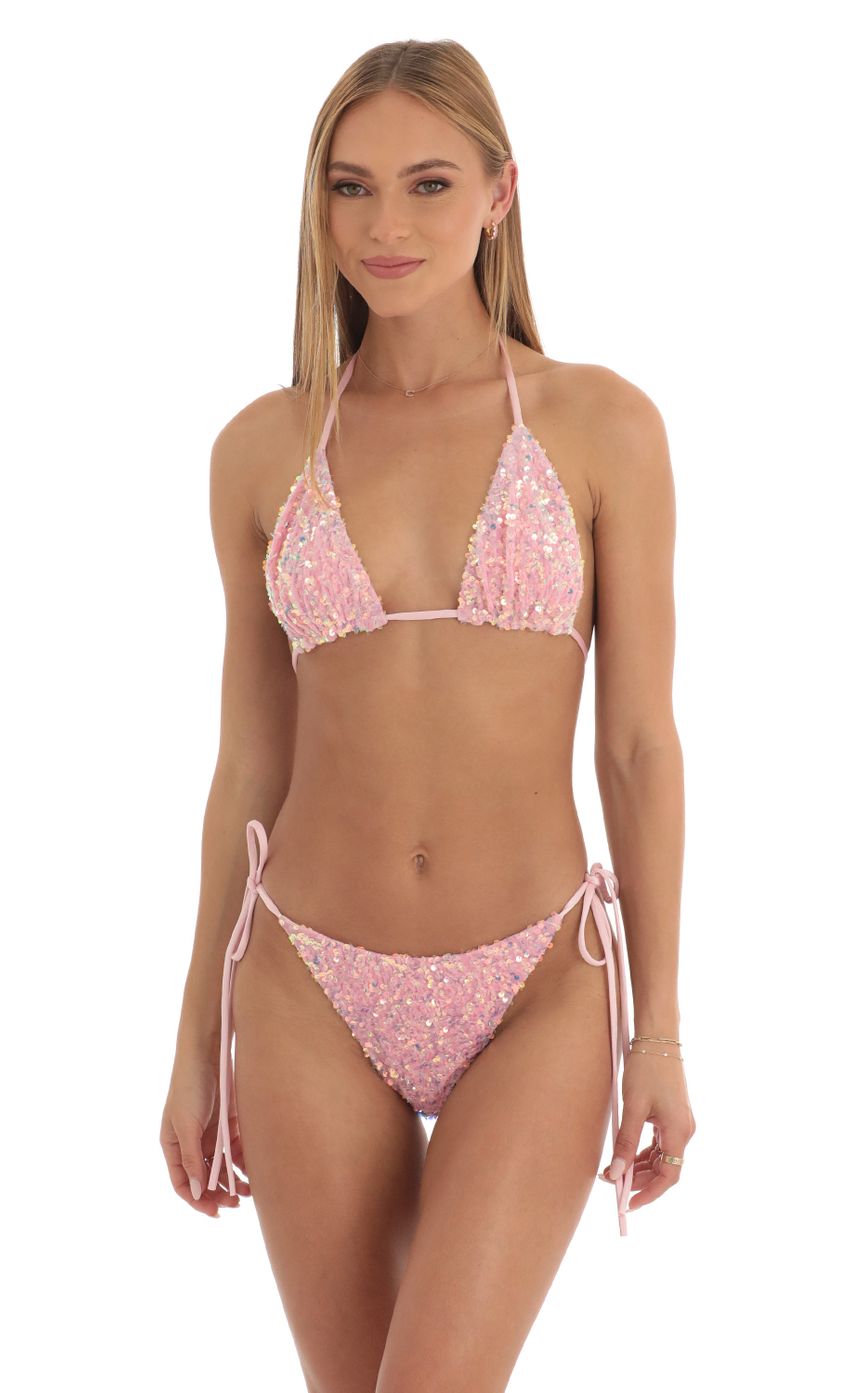Picture Mykonos Velvet Sequin Bikini Set in Pink. Source: https://media.lucyinthesky.com/data/Feb23/850xAUTO/afe17e54-d5d9-4081-8dd2-4f18285dc258.jpg