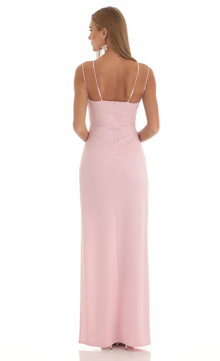 Picture Dorian Rhinestone Mesh Cutout Maxi Dress in Pink. Source: https://media.lucyinthesky.com/data/Feb23/850xAUTO/c3450b7f-589c-4eea-b94d-ef555bae5491.jpg