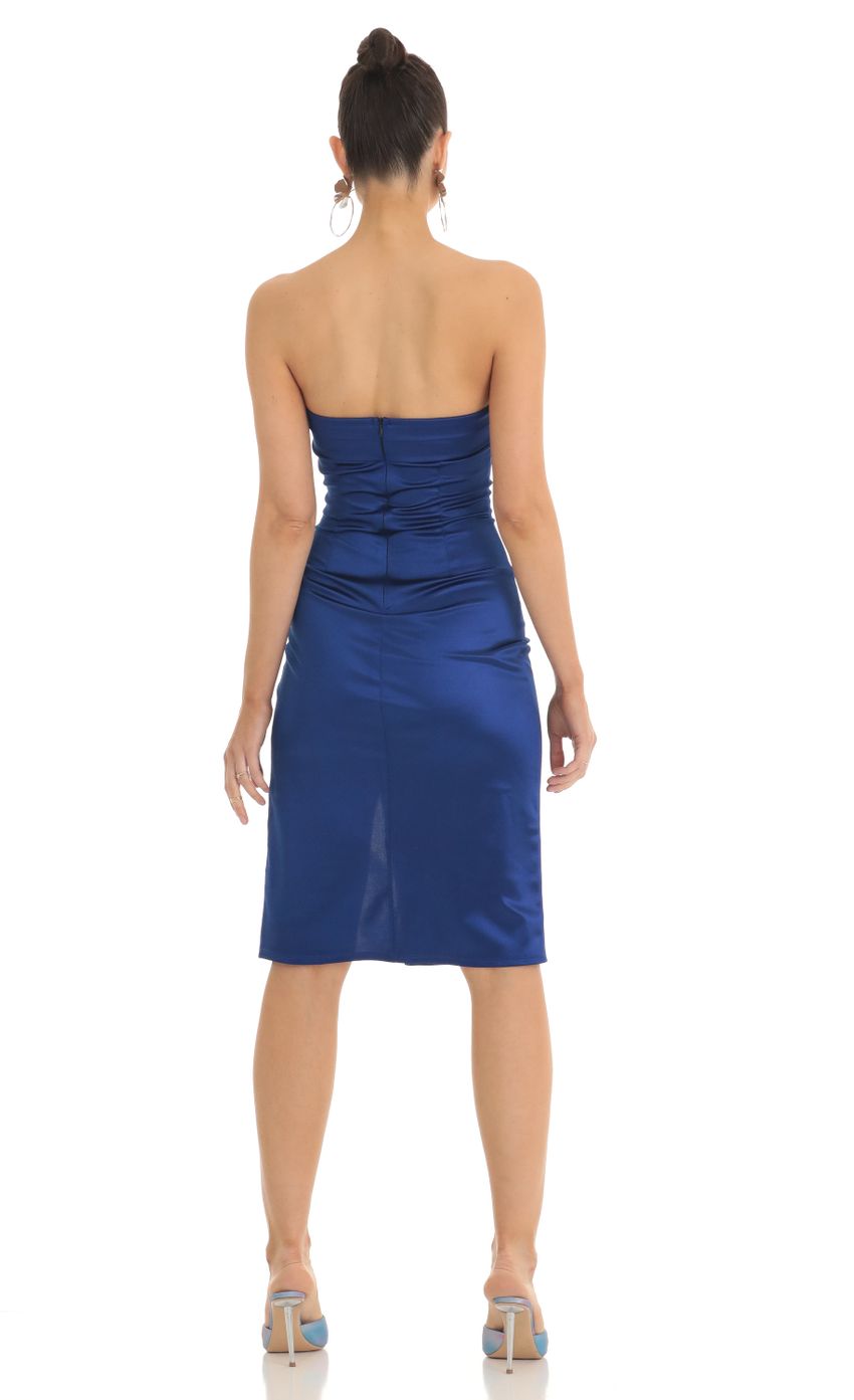 Picture Kerrie Satin Strapless Midi Dress in Royal Blue. Source: https://media.lucyinthesky.com/data/Feb23/850xAUTO/e4ddbf0f-57f0-4231-95a9-bd43f61ab58e.jpg
