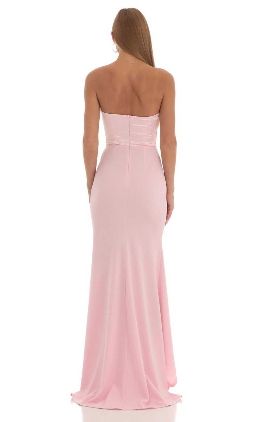 Picture Moravia Satin Corset High Low Crepe Maxi Dress in Pink. Source: https://media.lucyinthesky.com/data/Feb23/850xAUTO/f7a306eb-b0fd-4116-9686-44c54a6003a7.jpg