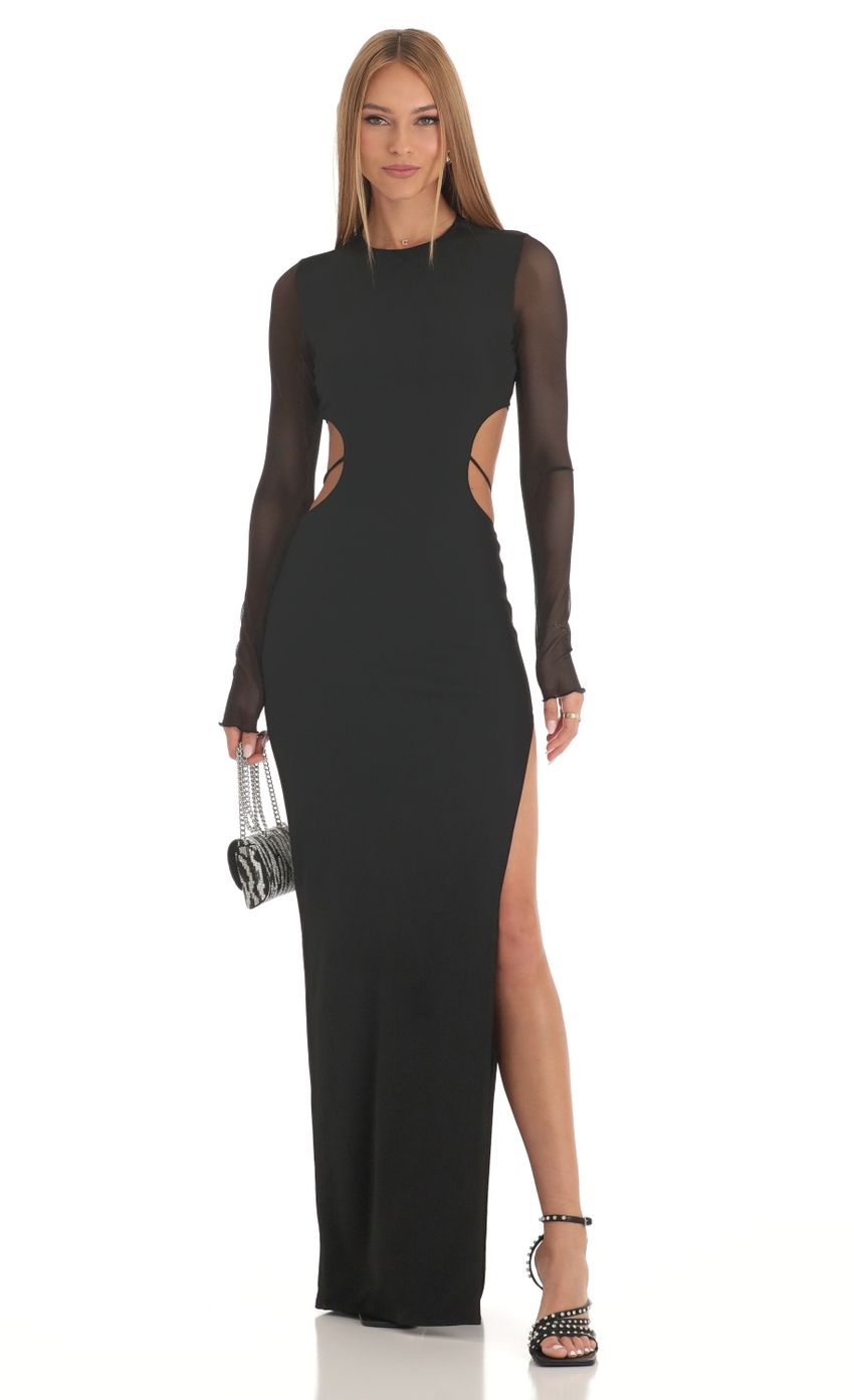Picture Karlyn Long Sleeve Sheer Back Dress in Black. Source: https://media.lucyinthesky.com/data/Feb23/850xAUTO/f9f53303-3be1-4774-89f0-ff68841fbdf3.jpg