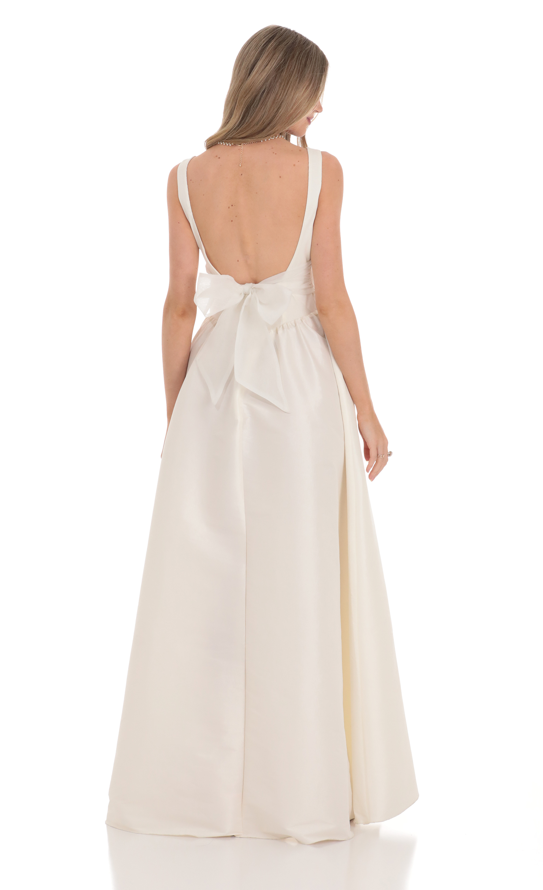 Back Bow Gown in White
